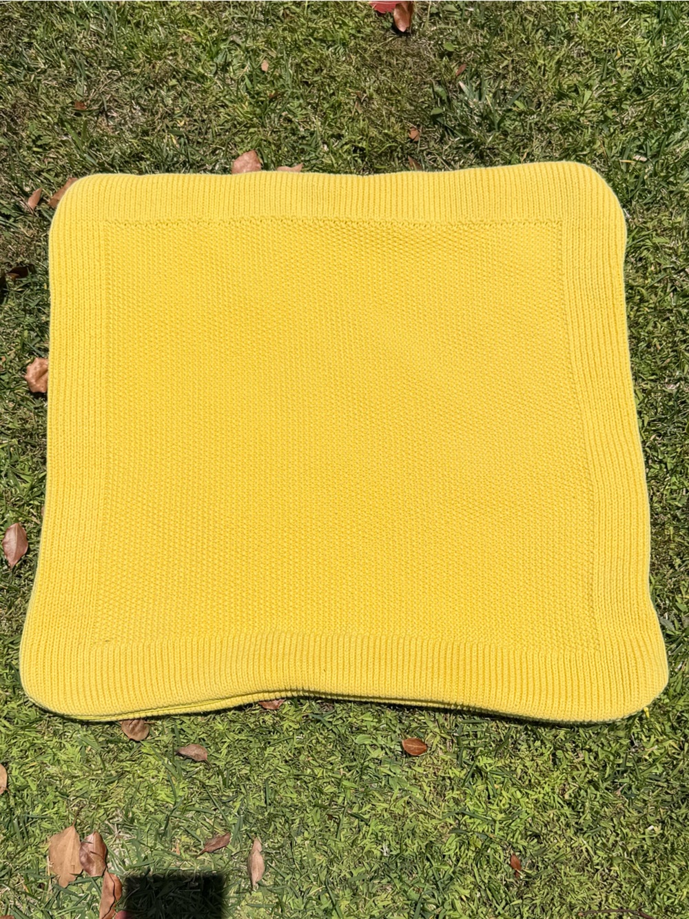 Ralph Lauren Canary Yellow Knit Pillow Cover 100% Cotton 18x18 Bright Vibrant